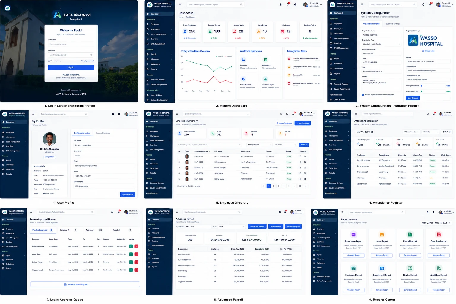 LAFA BioAttend Enterprise real interface